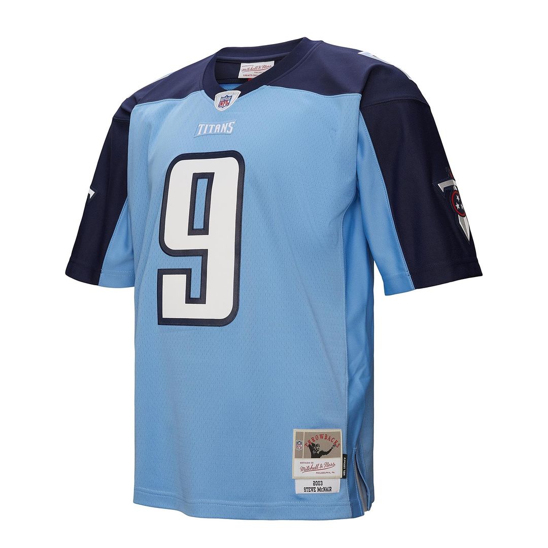 Tennessee Titans Steve McNair Light Blue 2003 Legacy Replica Jersey product image 9, provided for visual reference and