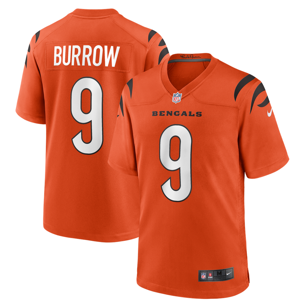 Cincinnati Bengals Joe Burrow Orange Alternate Game Jersey product image 14, provided for visual reference and product