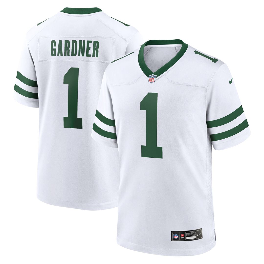New York Jets Ahmad Sauce Gardner Legacy White Game Jersey product image 1, provided for visual reference and product detail