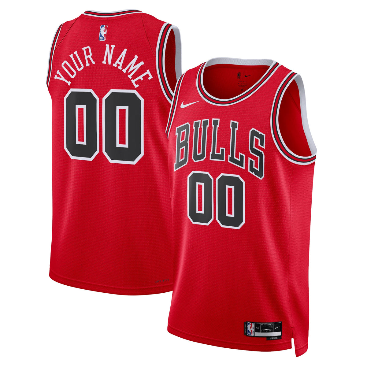 Chicago Bulls Icon Swingman Basketball Jersey - Custom - Unisex product image 1, provided for visual reference and product