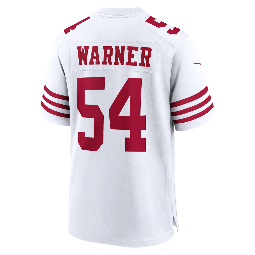 San Francisco 49ers Fred Warner White 80th Anniversary Game Jersey product image 3, provided for visual reference and