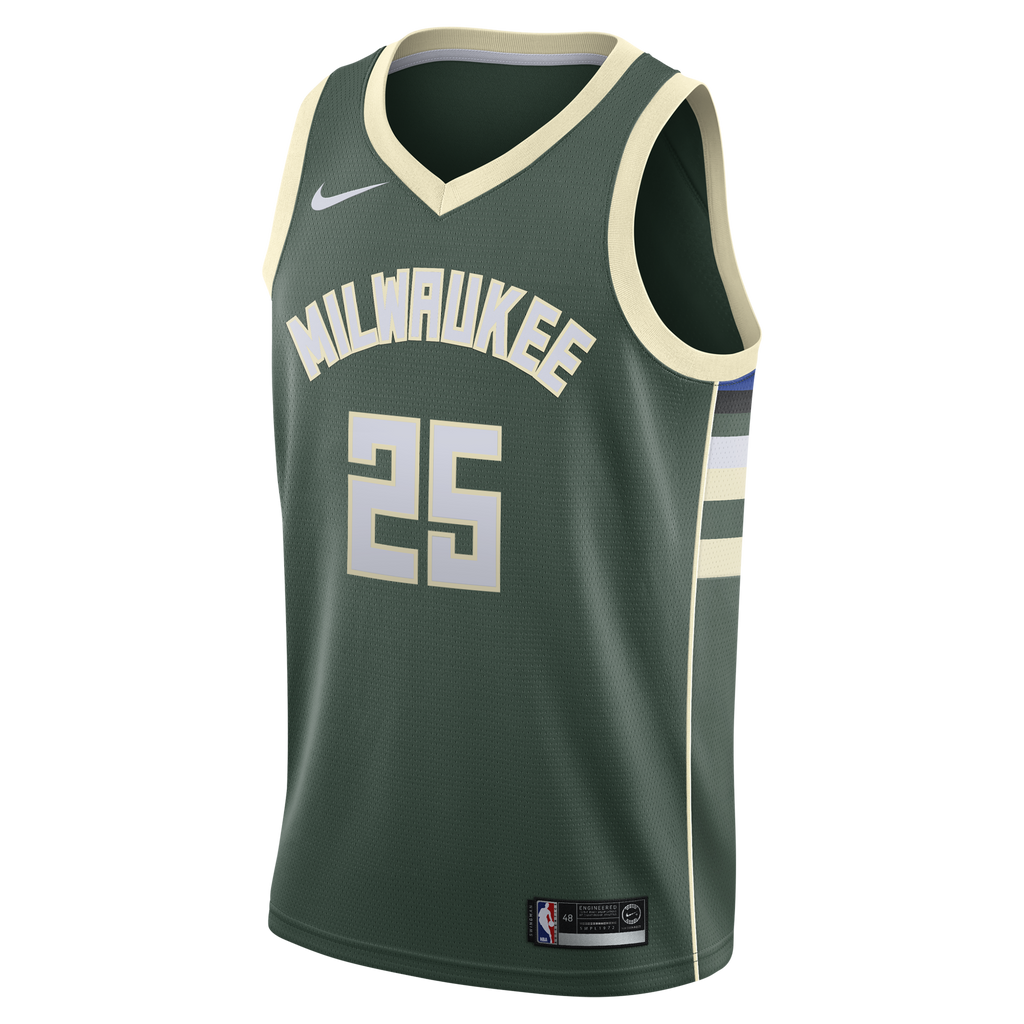 Kasparas Jakučionis Milwaukee Bucks Icon Edition Swingman Jersey - White - Youth product image 3, provided for visual