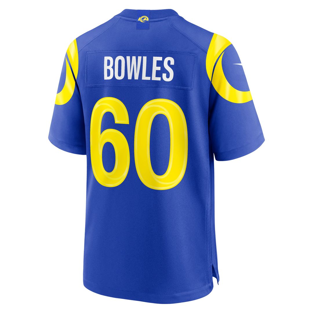 Los Angeles Rams Wyatt Bowles Royal Team Game Jersey product image 3, provided for visual reference and product detail review