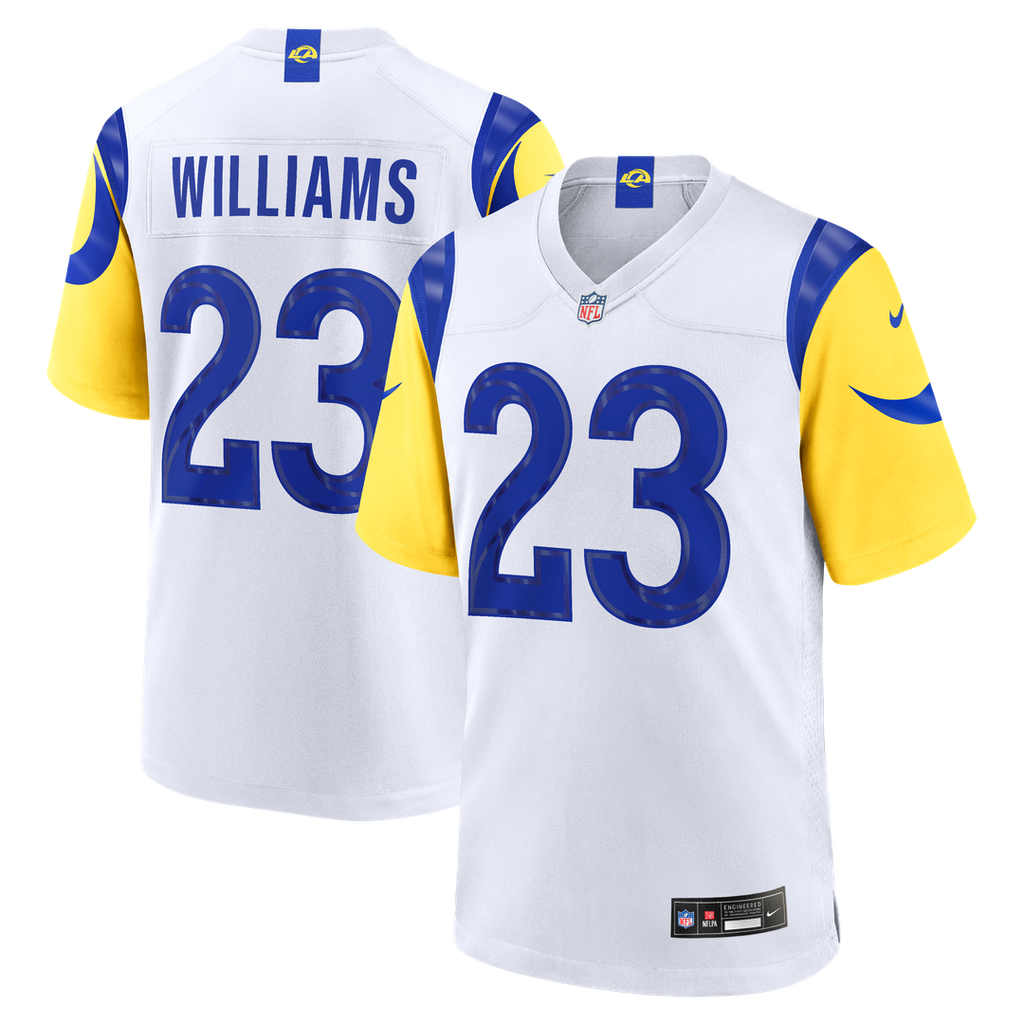 Los Angeles Rams Kyren Williams White White Game Player Jersey product image 4, provided for visual reference and product