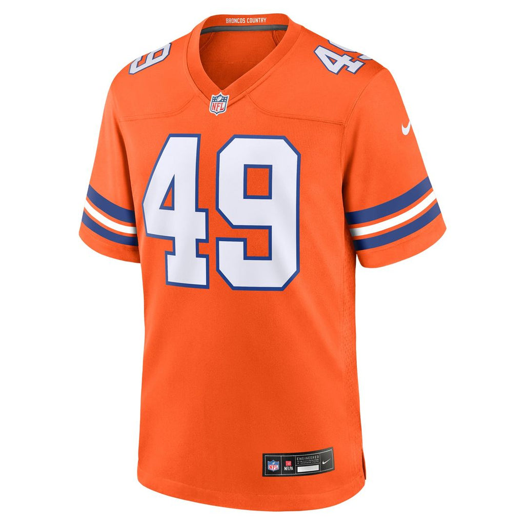 Denver Broncos Alex Singleton Orange Alternate Game Jersey product image 2, provided for visual reference and product detail