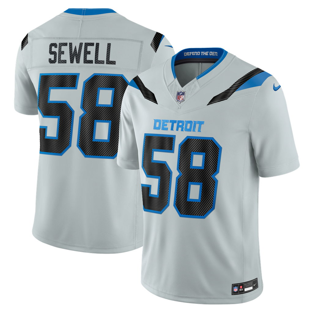 Detroit Lions Penei Sewell Silver 2026 Rivalries Collection Stitched Limited Jersey product image 1, provided for visual