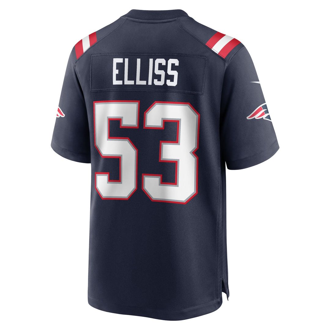 New England Patriots Christian Elliss Navy Game Jersey product image 3, provided for visual reference and product detail