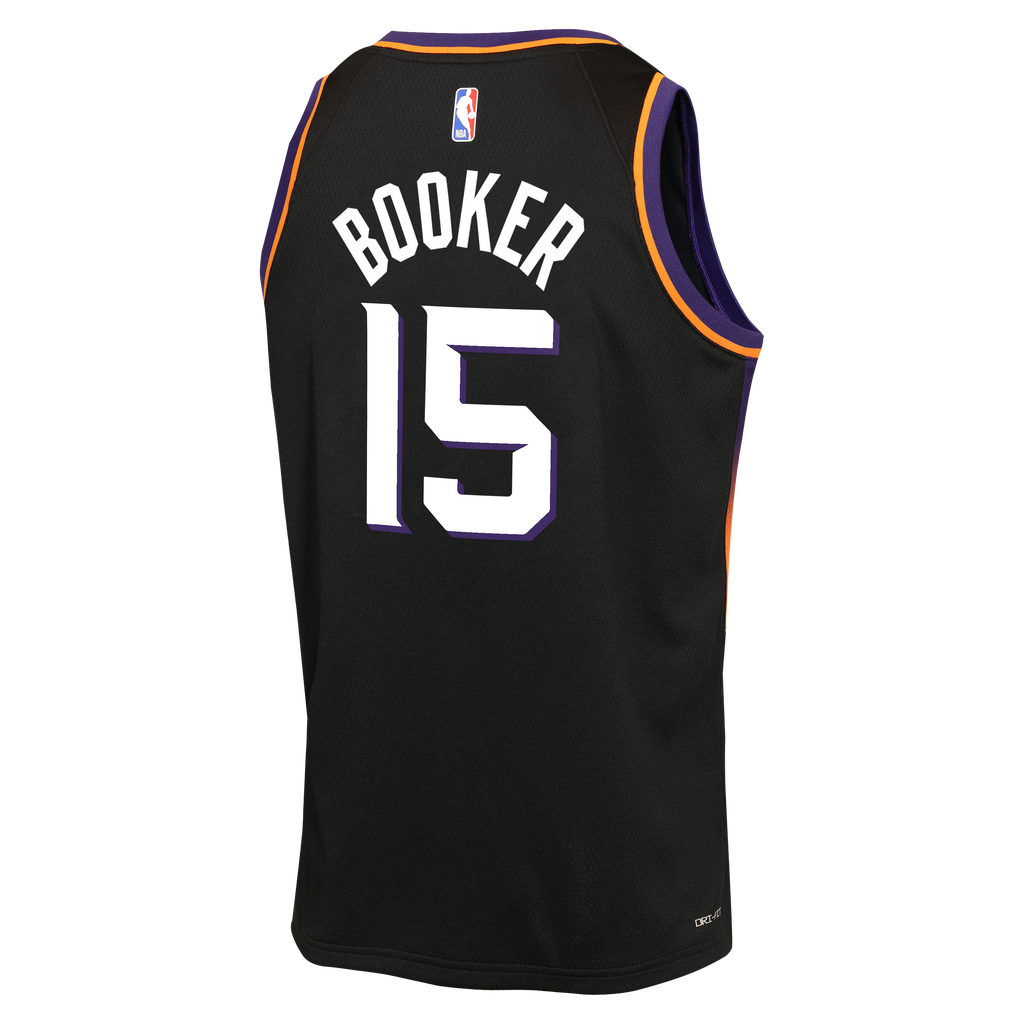 Devin Booker Phoenix Suns Statement Edition Jersey - Black - Youth product image 4, provided for visual reference and