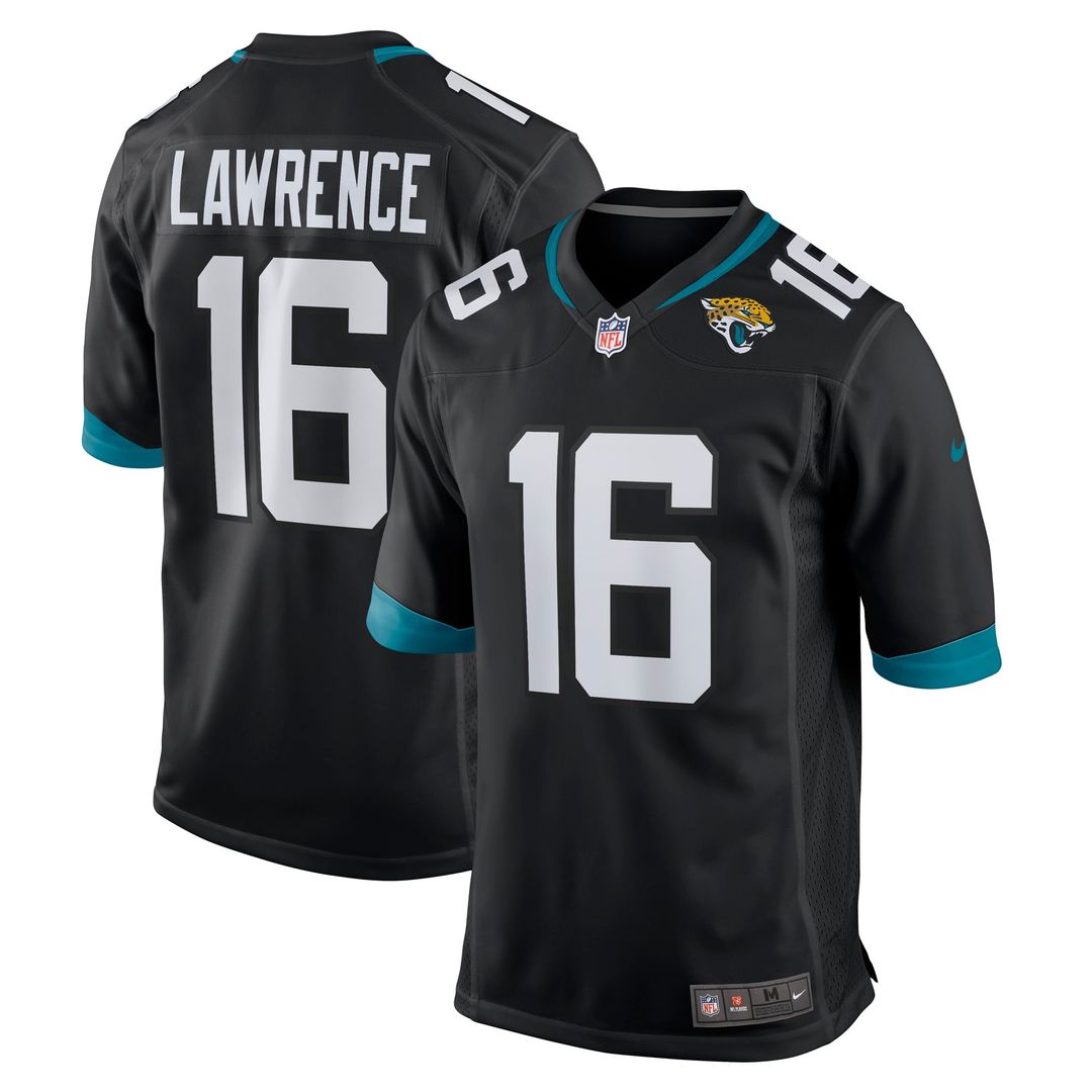 Jacksonville Jaguars Trevor Lawrence Black Alternate Game Jersey product image 1, provided for visual reference and product