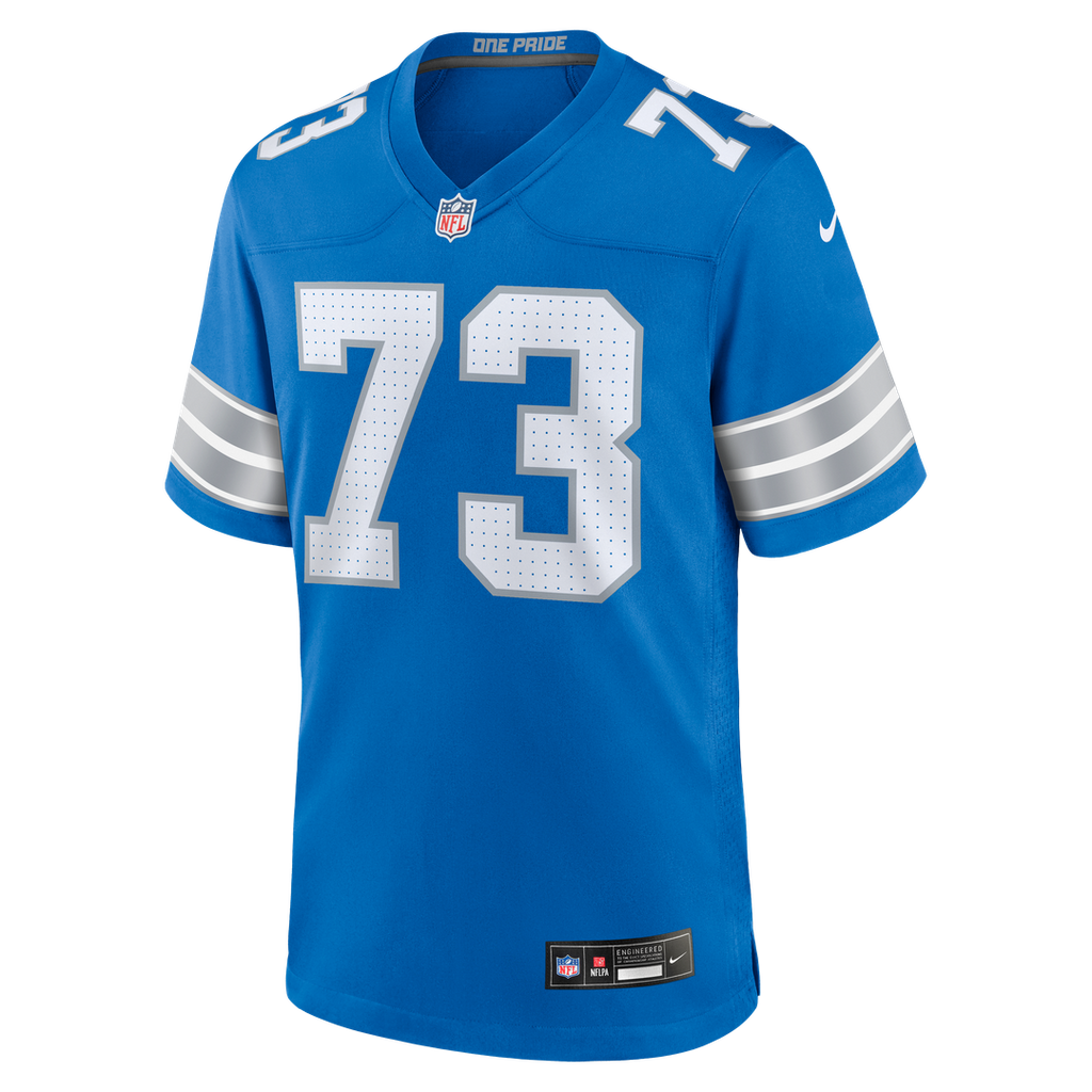 Detroit Lions Christian Mahogany Blue Team Game Jersey product image 2, provided for visual reference and product detail