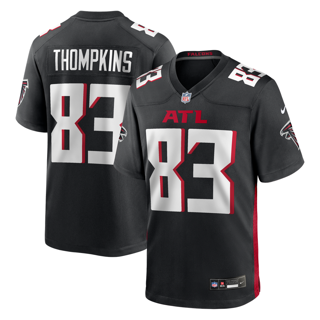 Atlanta Falcons Deven Thompkins Black Team Game Jersey product image 1, provided for visual reference and product detail