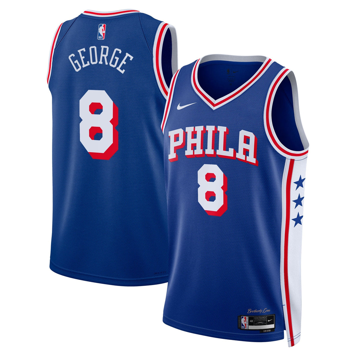 Philadelphia 76ers Icon Edition Swingman Basketball Jersey - Royal - Paul George - Unisex product image 1, provided for