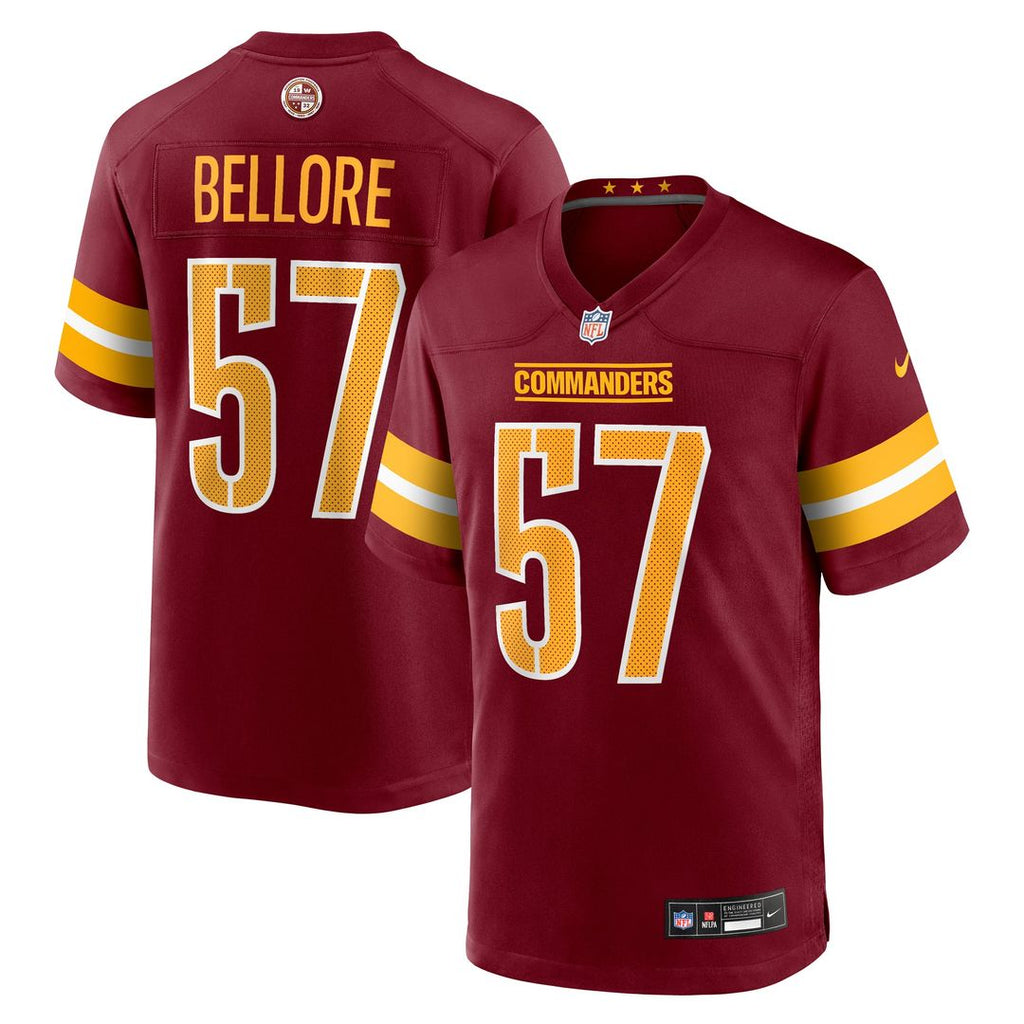 Washington Commanders Nick Bellore Burgundy Team Game Jersey product image 1, provided for visual reference and product