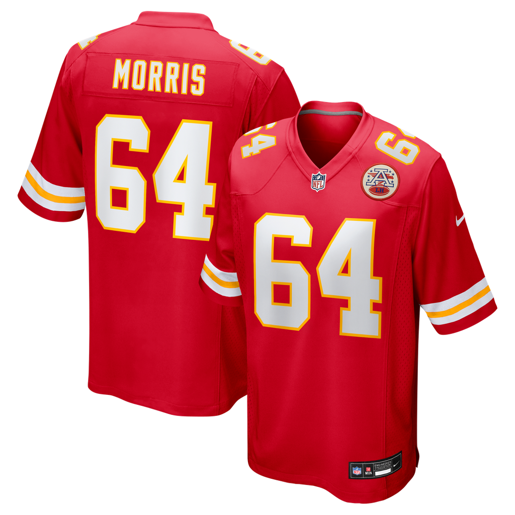 Kansas City Chiefs Wanya Morris Red Game Jersey product image 1, provided for visual reference and product detail review