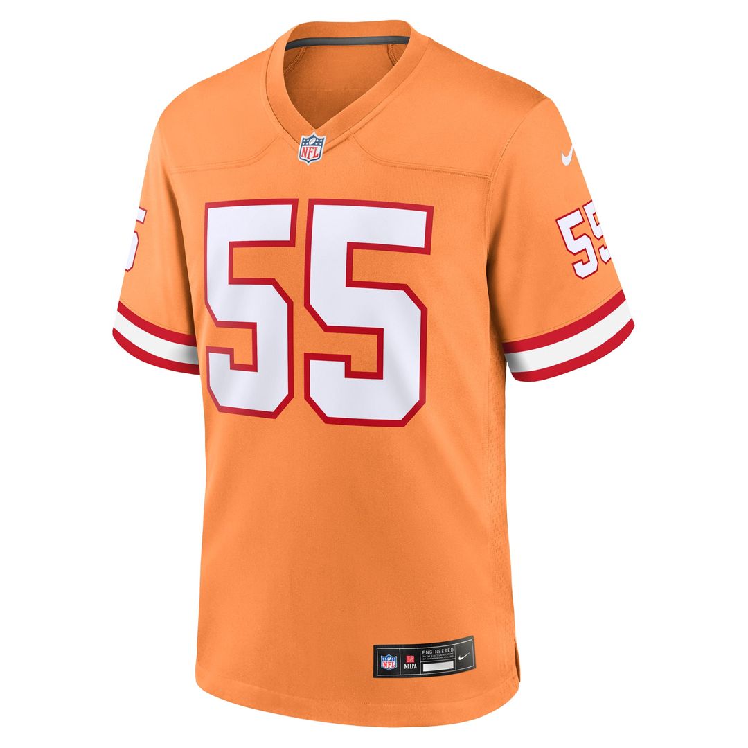 Tampa Bay Buccaneers Derrick Brooks Orange Throwback Game Jersey product image 2, provided for visual reference and product