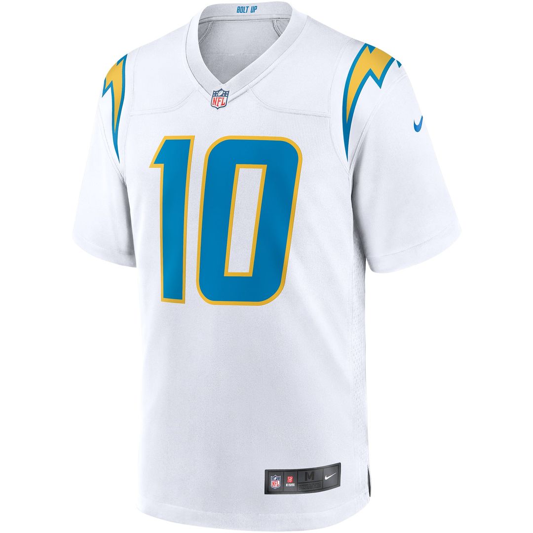 Los Angeles Chargers Justin Herbert White Game Jersey product image 2, provided for visual reference and product detail