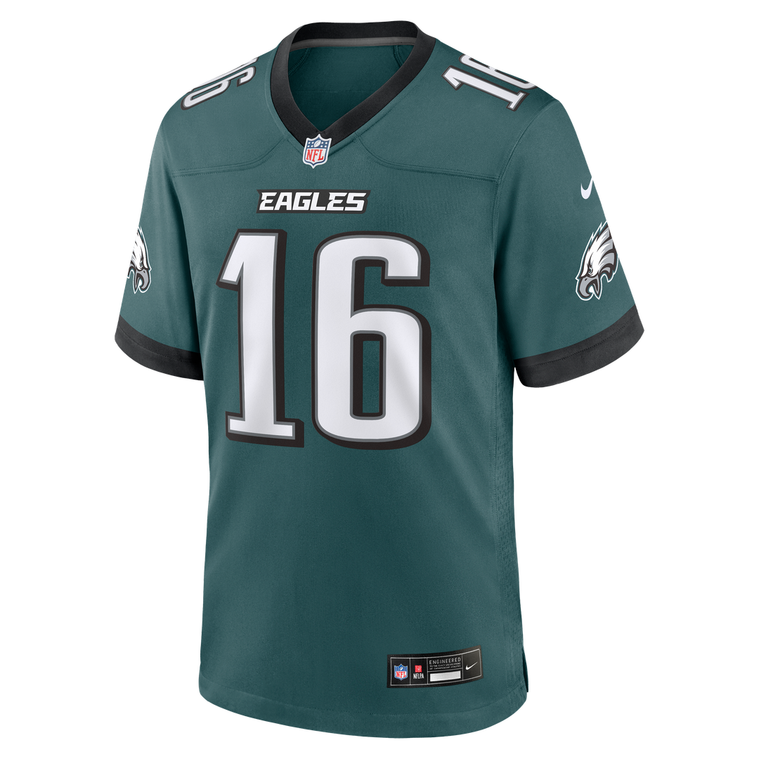 Philadelphia Eagles Tanner McKee Midnight Green Team Game Jersey product image 2, provided for visual reference and product