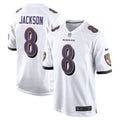 Baltimore Ravens Lamar Jackson White Game Jersey product image 1, provided for visual reference and product detail review