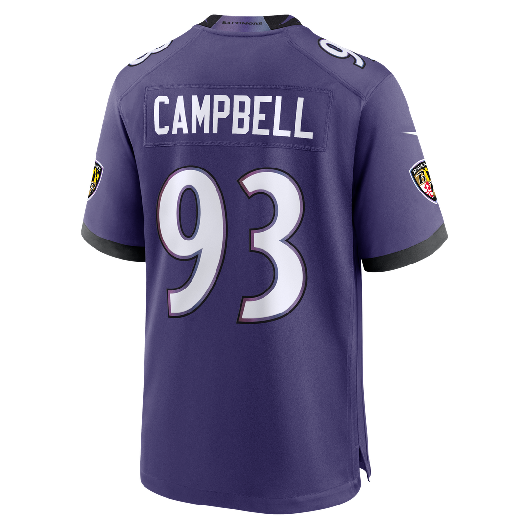 Baltimore Ravens Calais Campbell Purple Team Game Jersey product image 3, provided for visual reference and product detail