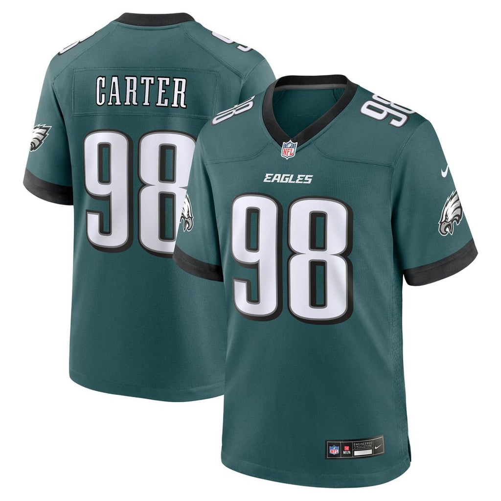 Philadelphia Eagles Jalen Carter Midnight Green Team Game Jersey product image 1, provided for visual reference and product