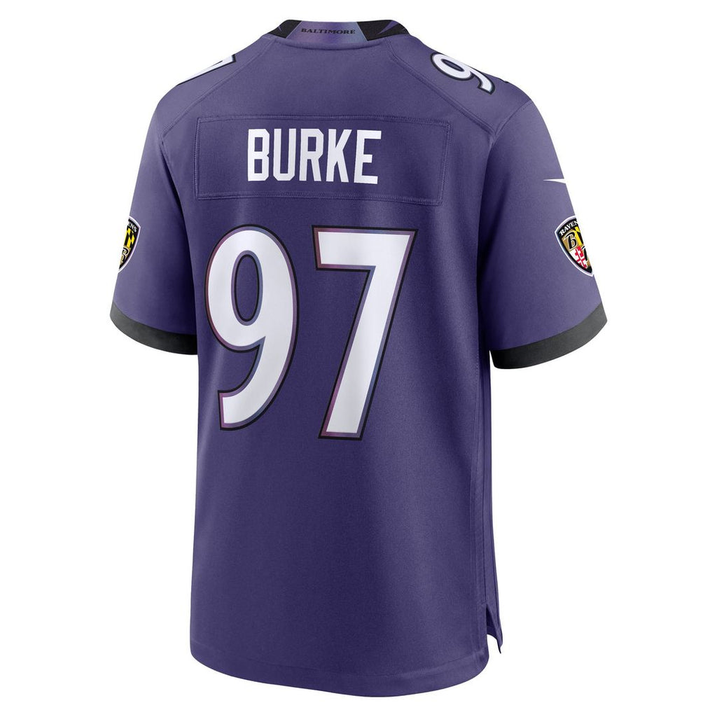 Baltimore Ravens Ethan Burke Purple Team Game Jersey product image 3, provided for visual reference and product detail review