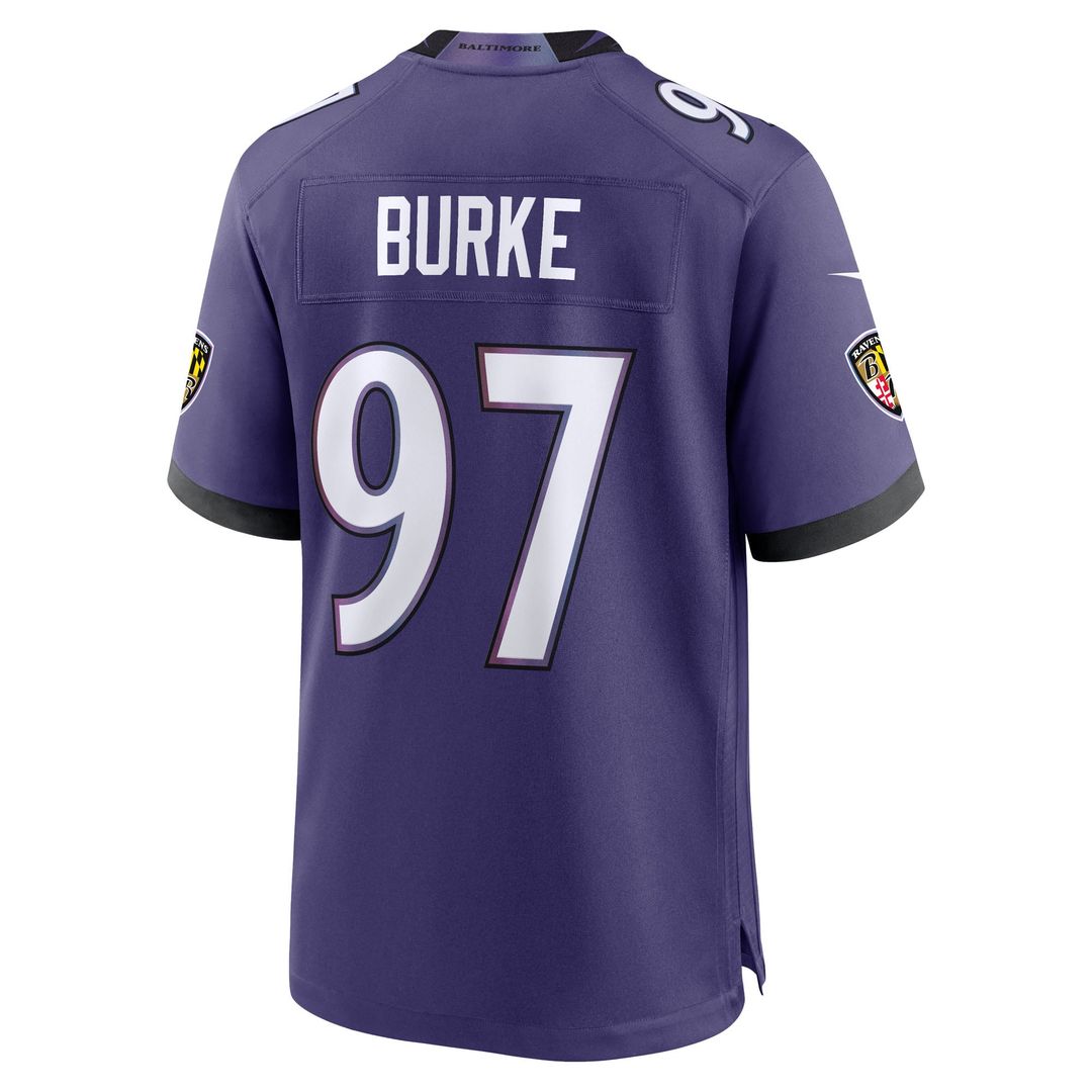 Baltimore Ravens Ethan Burke Purple Team Game Jersey product image 3, provided for visual reference and product detail review