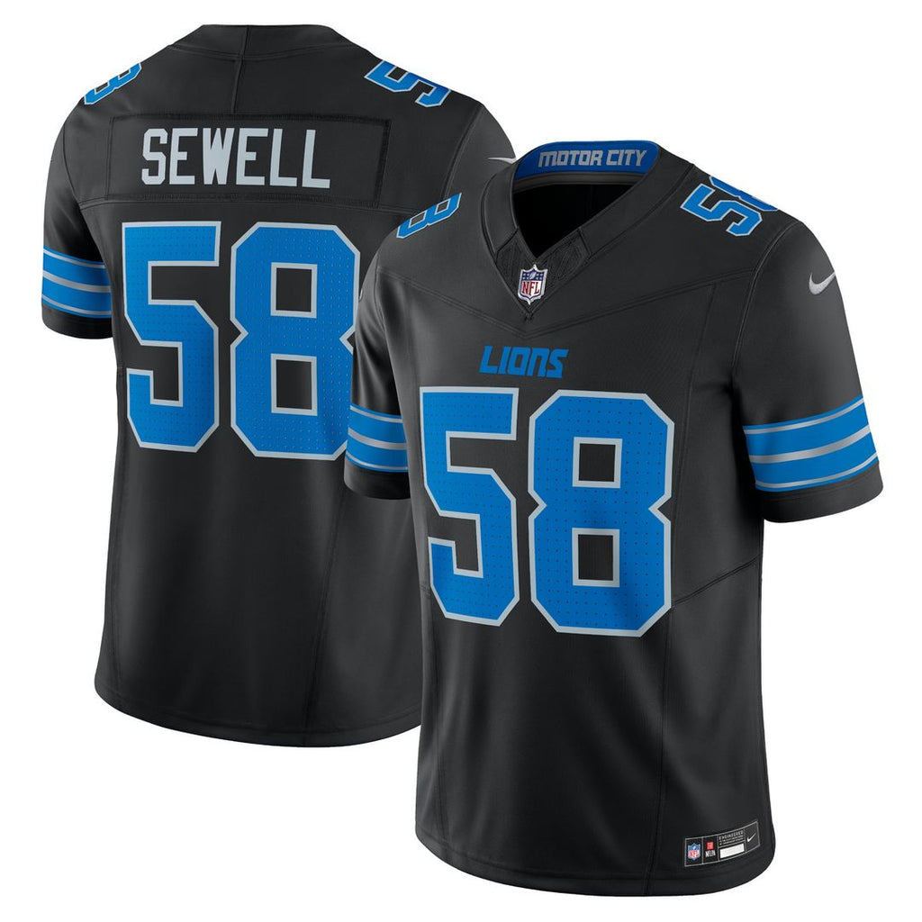 Detroit Lions Penei Sewell Black Vapor F.U.S.E. Alternate Limited Jersey product image 4, provided for visual reference and
