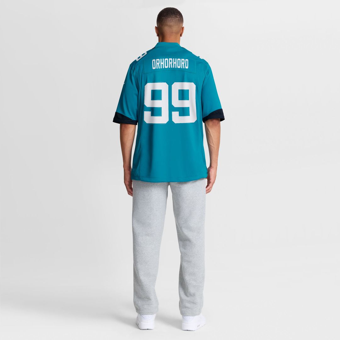 Jacksonville Jaguars Ruke Orhorhoro Teal Team Game Jersey product image 5, provided for visual reference and product detail