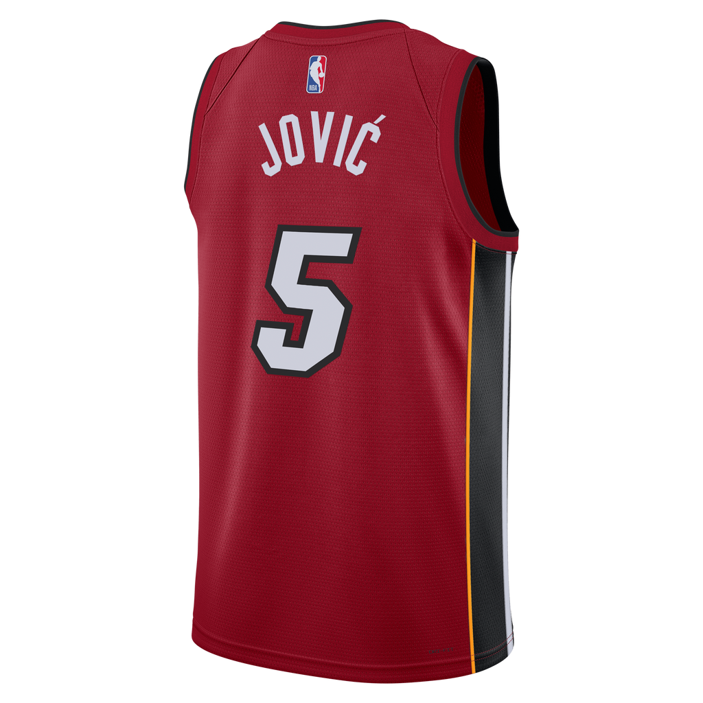 Nikola Jović Miami Heat Statement Edition Swingman Jersey - Red - Unisex product image 4, provided for visual reference and