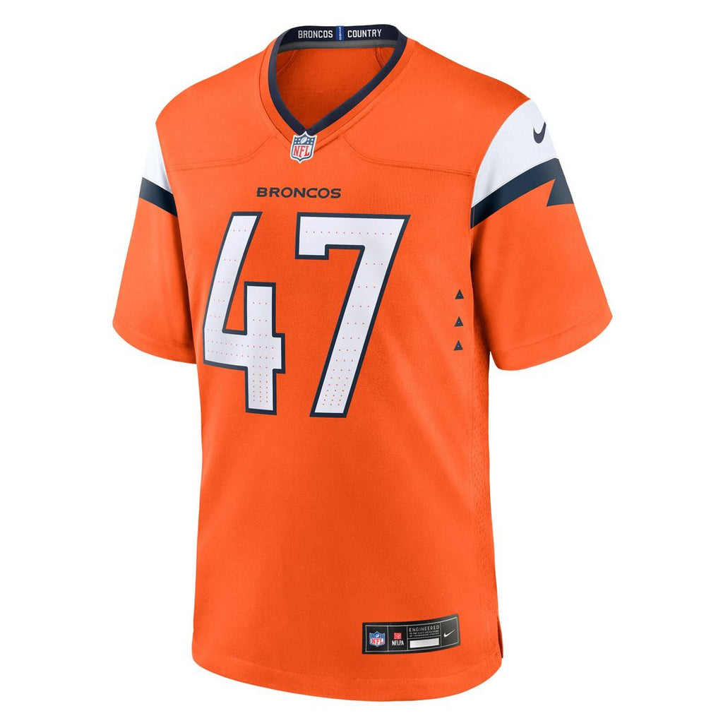 Denver Broncos Karene Reid Orange Team Game Jersey product image 2, provided for visual reference and product detail review