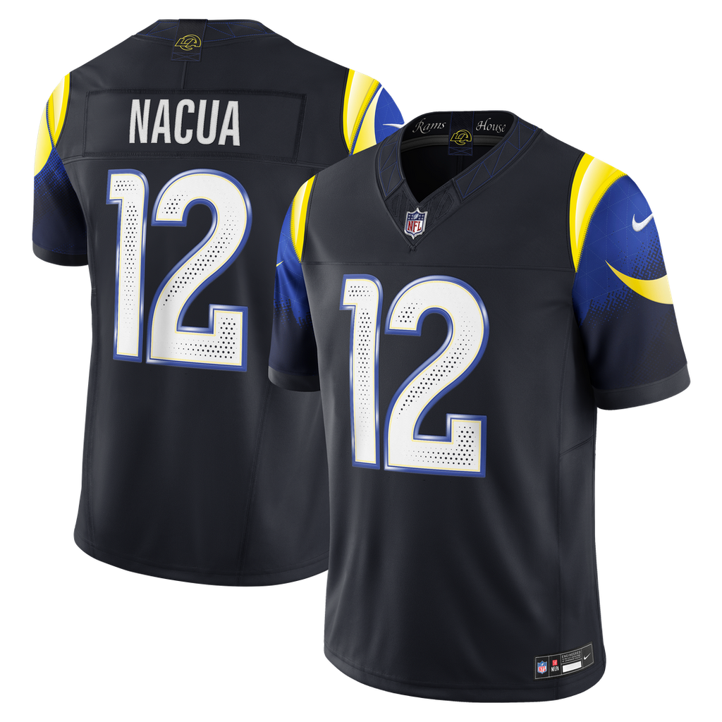 Los Angeles Rams Puka Nacua Dark Blue Rivalries Collection Stitched Limited Jersey product image 1, provided for visual