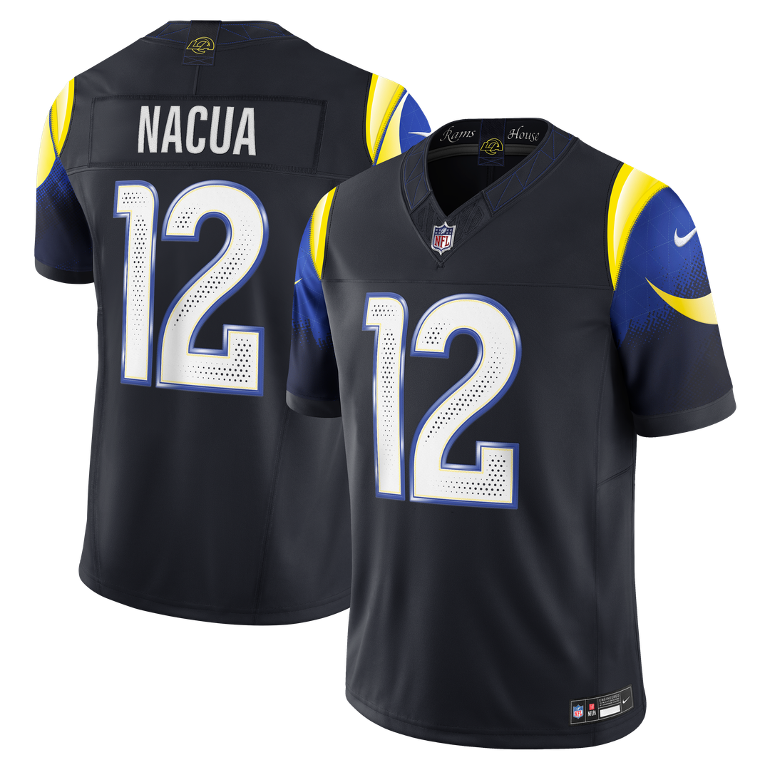 Los Angeles Rams Puka Nacua Dark Blue Rivalries Collection Stitched Limited Jersey product image 1, provided for visual