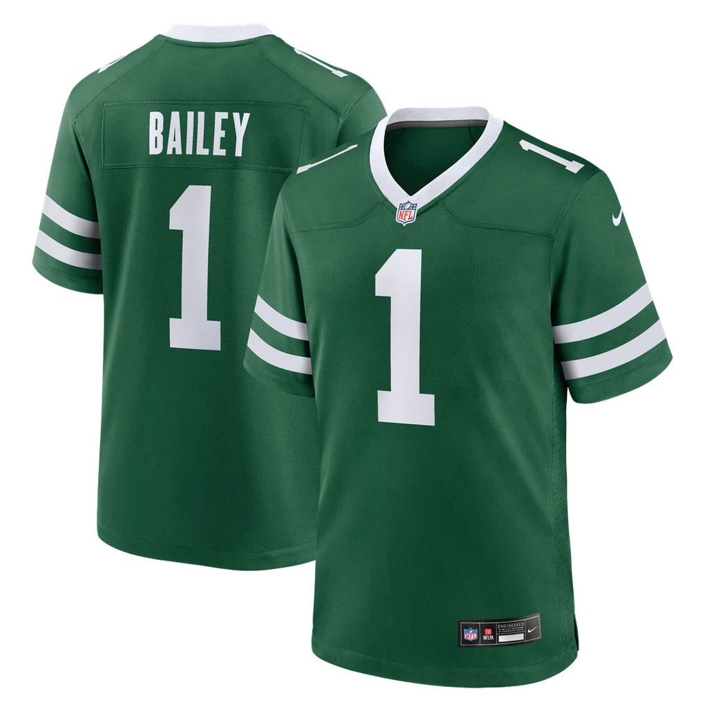 New York Jets David Bailey Green Team Game Jersey product image 1, provided for visual reference and product detail review