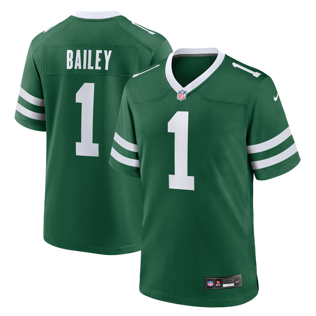New York Jets David Bailey Green Team Game Jersey product image 1, provided for visual reference and product detail review