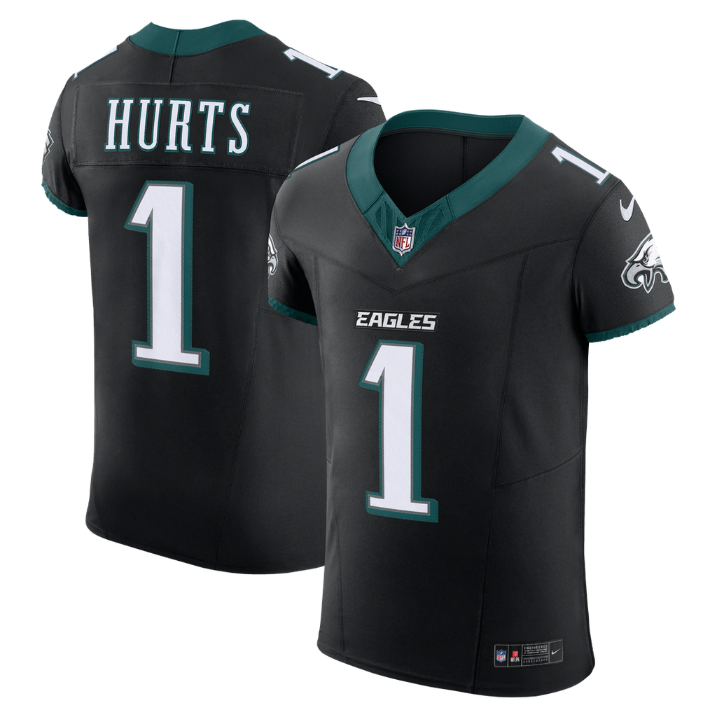 Philadelphia Eagles Jalen Hurts Black Alternate Vapor F.U.S.E. Elite Jersey product image 1, provided for visual reference