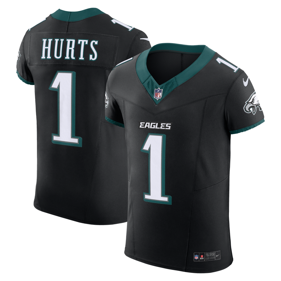 Philadelphia Eagles Jalen Hurts Black Alternate Vapor F.U.S.E. Elite Jersey product image 1, provided for visual reference