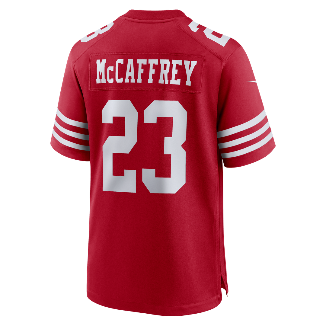 San Francisco 49ers Christian McCaffrey Scarlet Game Player Jersey product image 6, provided for visual reference and