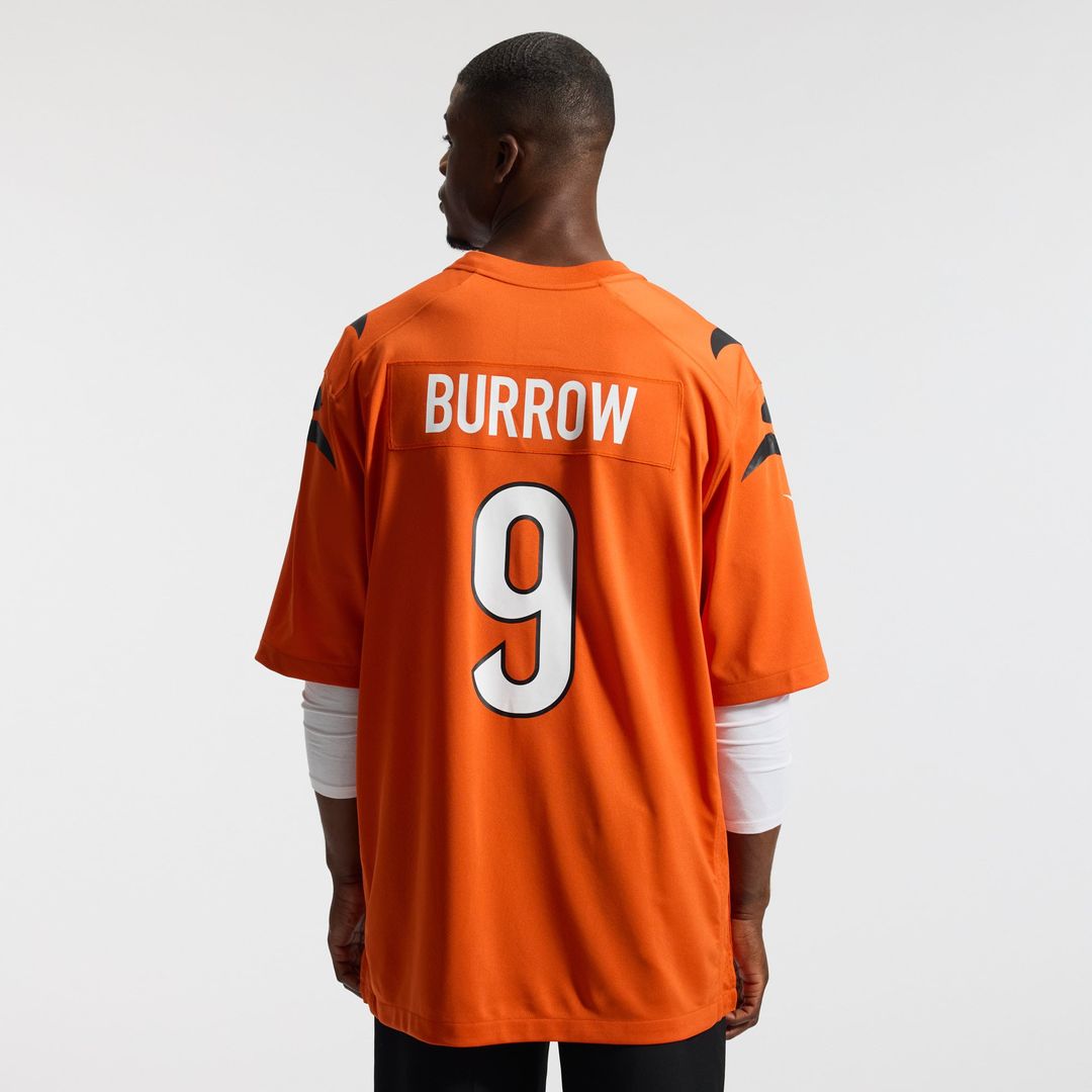 Cincinnati Bengals Joe Burrow Orange Alternate Game Jersey product image 3, provided for visual reference and product detail