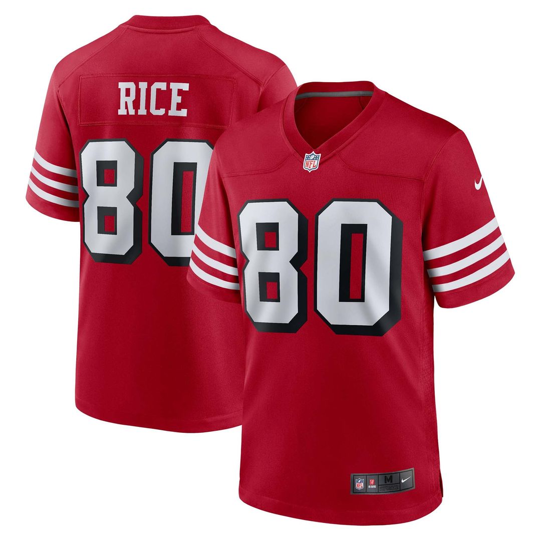 San Francisco 49ers Jerry Rice Scarlet Retired Player Alternate Game Jersey product image 7, provided for visual reference