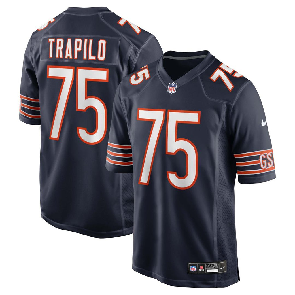 Chicago Bears Ozzy Trapilo Navy Team Game Jersey product image 1, provided for visual reference and product detail review