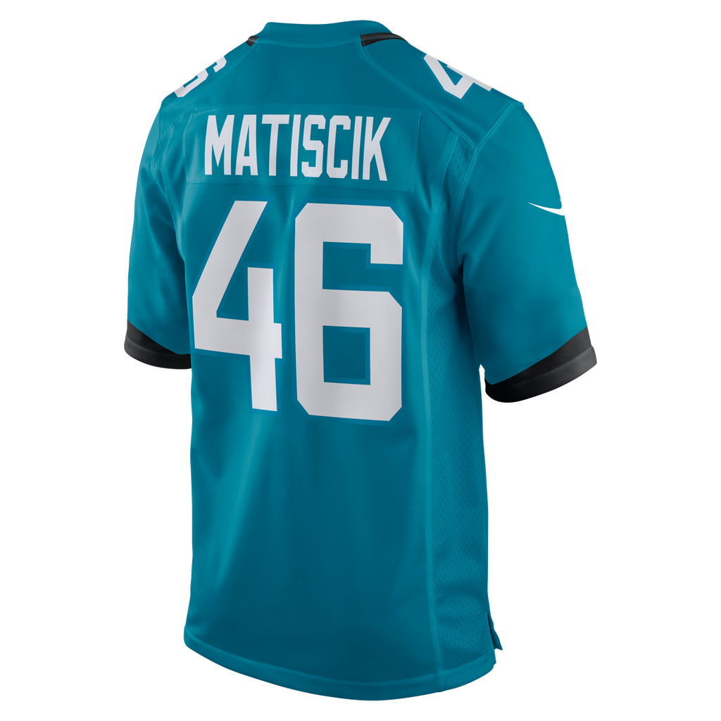 Jacksonville Jaguars Ross Matiscik Teal Game Jersey product image 11, provided for visual reference and product detail review