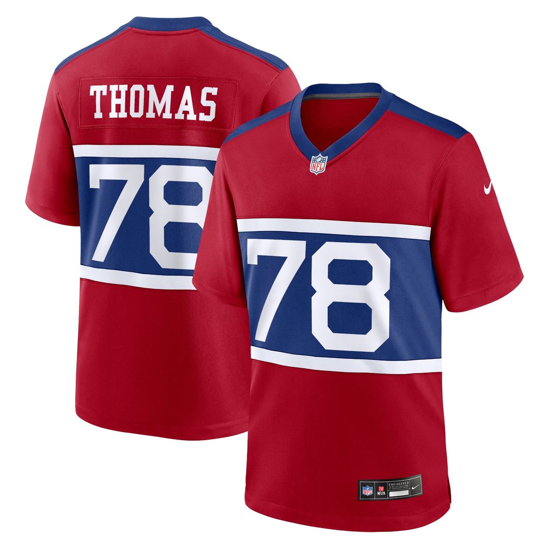 New York Giants Andrew Thomas Century Red Alternate Player Game Jersey product image 1, provided for visual reference and