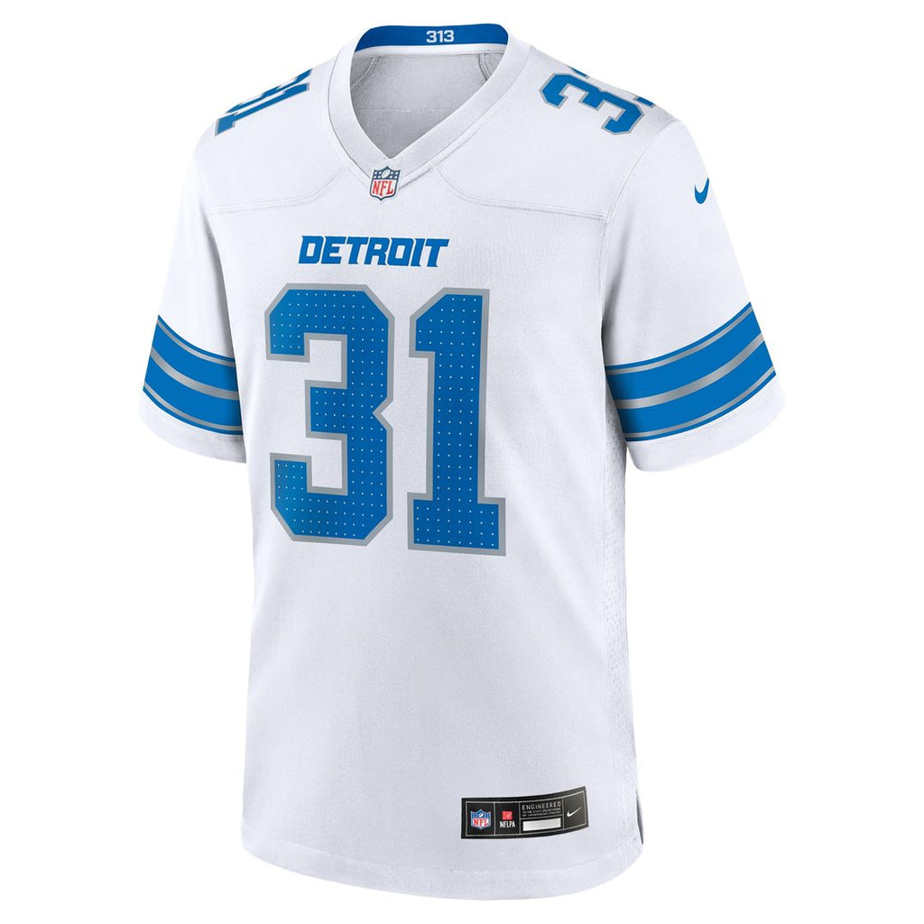 Detroit Lions Kerby Joseph White Game Jersey product image 2, provided for visual reference and product detail review