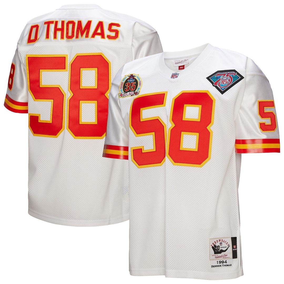 Kansas City Chiefs 1994 Derrick Thomas White Authentic Throwback Retired Player Jersey product image 1, provided for visual