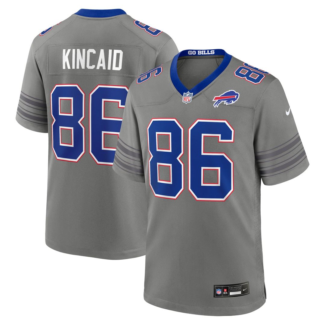 Buffalo Bills Dalton Kincaid Gray Nickel City Game Jersey product image 4, provided for visual reference and product detail