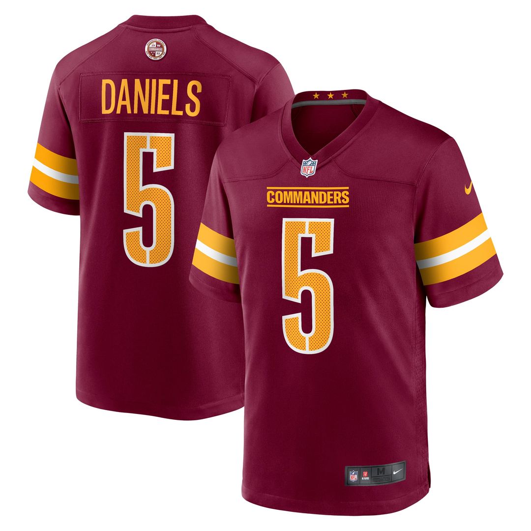 Washington Commanders Jayden Daniels Burgundy Player Game Jersey product image 1, provided for visual reference and product
