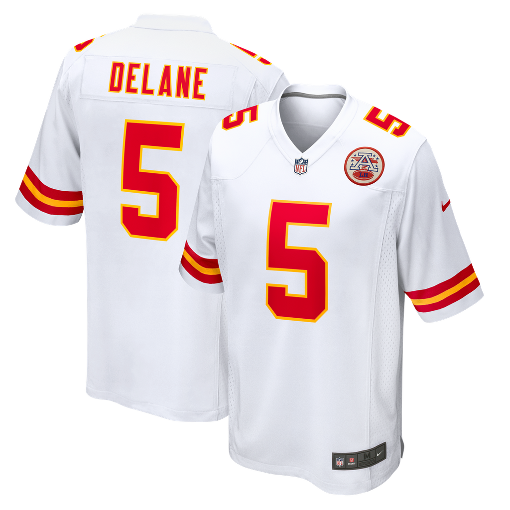 Kansas City Chiefs Mansoor Delane White Game Jersey product image 4, provided for visual reference and product detail review