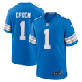 Detroit Lions Number 1 Groom Blue Game Jersey product image 1, provided for visual reference and product detail review