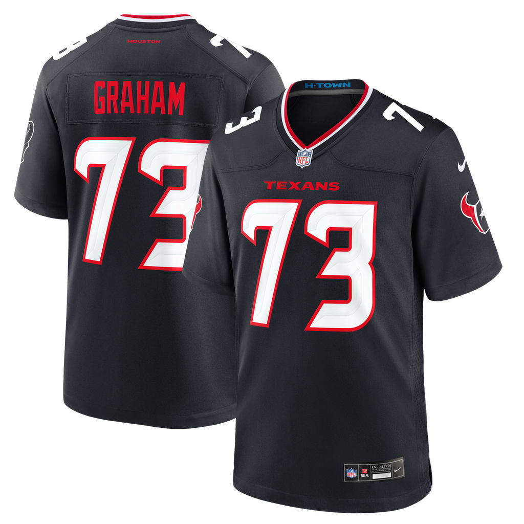 Houston Texans Derrick Graham Navy Team Game Jersey product image 1, provided for visual reference and product detail review