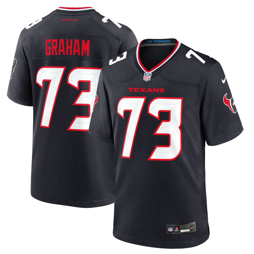 Houston Texans Derrick Graham Navy Team Game Jersey product image 1, provided for visual reference and product detail review